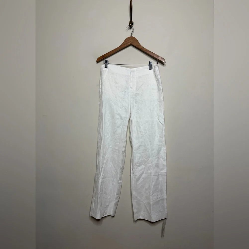 Reformation Vida Linen Low Rise Pants in white